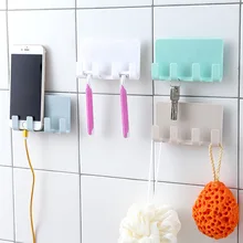 Стеллаж для хранения в ванной настенный держатель для бритвы Органайзер 4 крючка для зарядки телефона