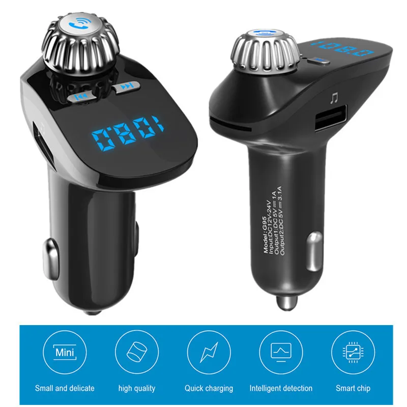 FM передатчик Bluetooth Handsfree автомобильный комплект 3.1A быстрое двойное USB зарядное