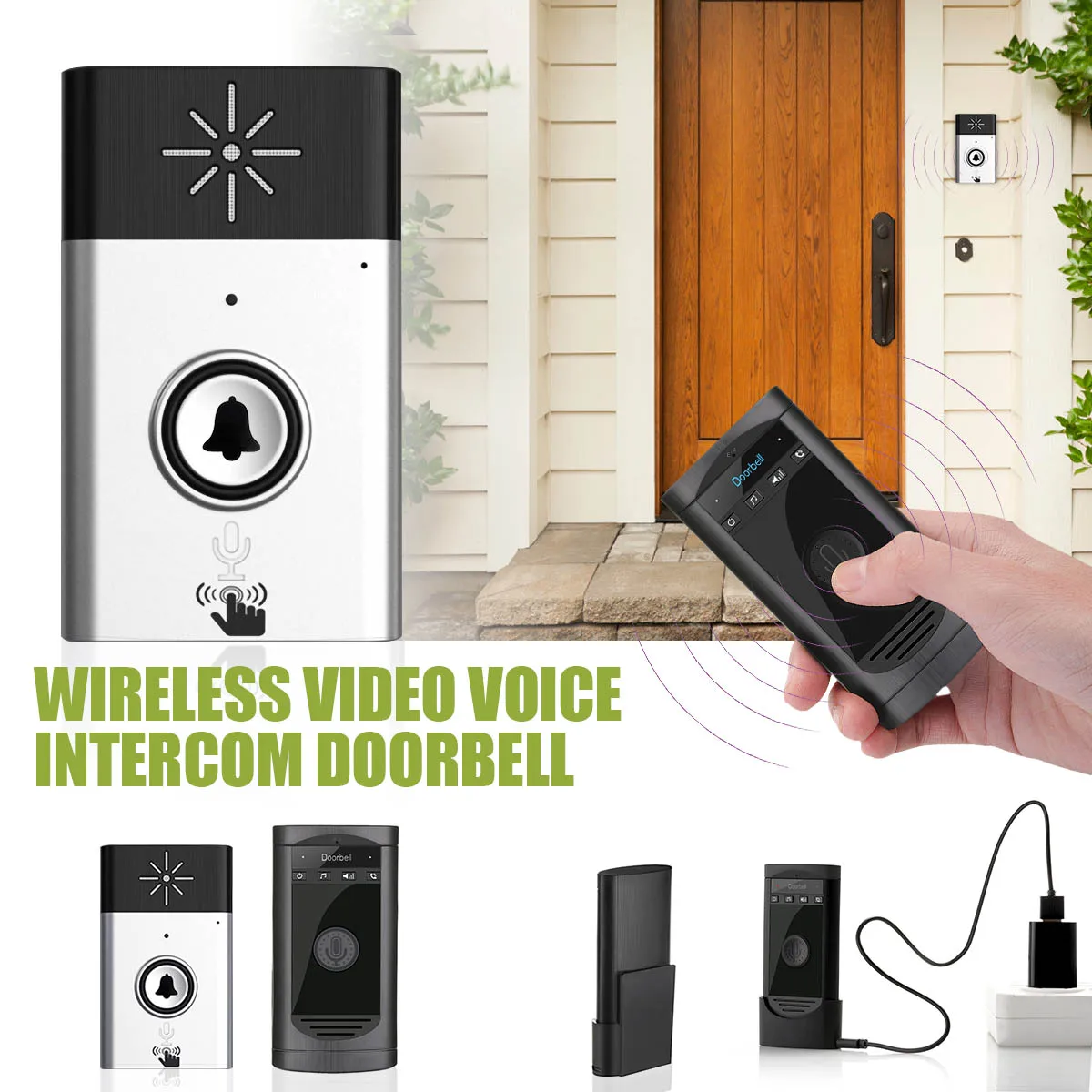 

460MHZ Frequency Wireless Voice Intercom Doorbell Rechargeable Battery Mobile 200M Outdoor Transmitter with Indoor Receiver