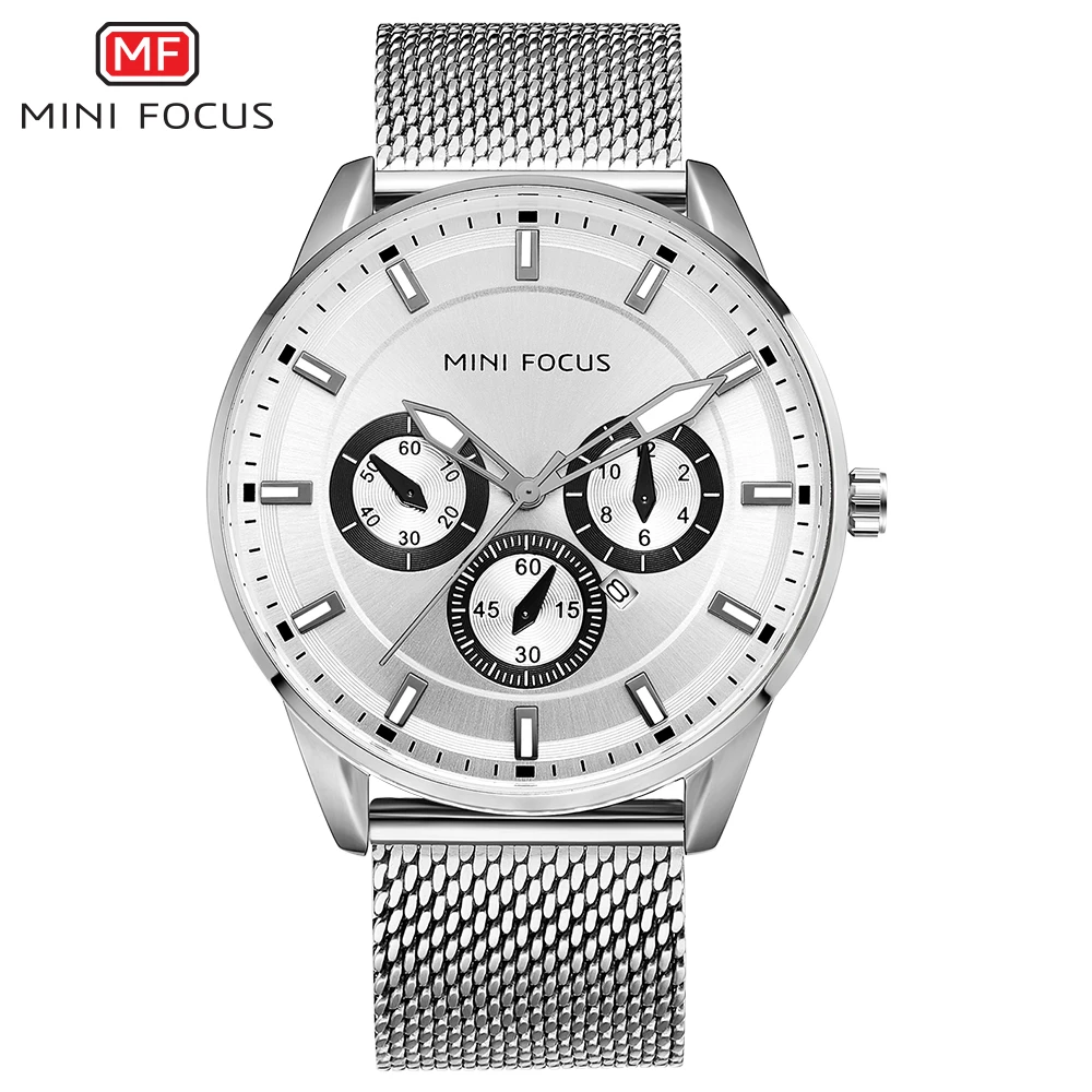 

MINI FOCUS MF0178G Men Watch Quartz Quartz movement offers accurate time display Hardlex crystal mirror stainless steel strap