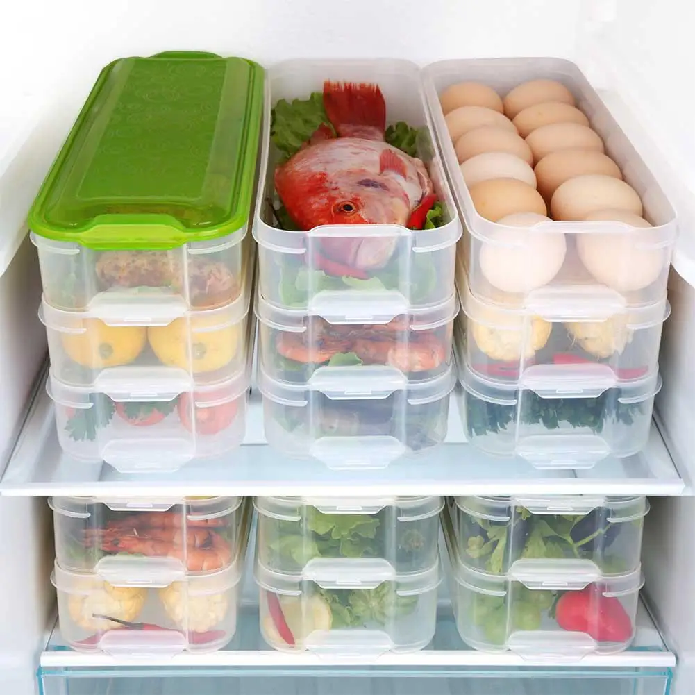 

LanLan Transparent Refrigerator Food Fresh Keeping Box 3 Layers Eggs Food Storage Container -25