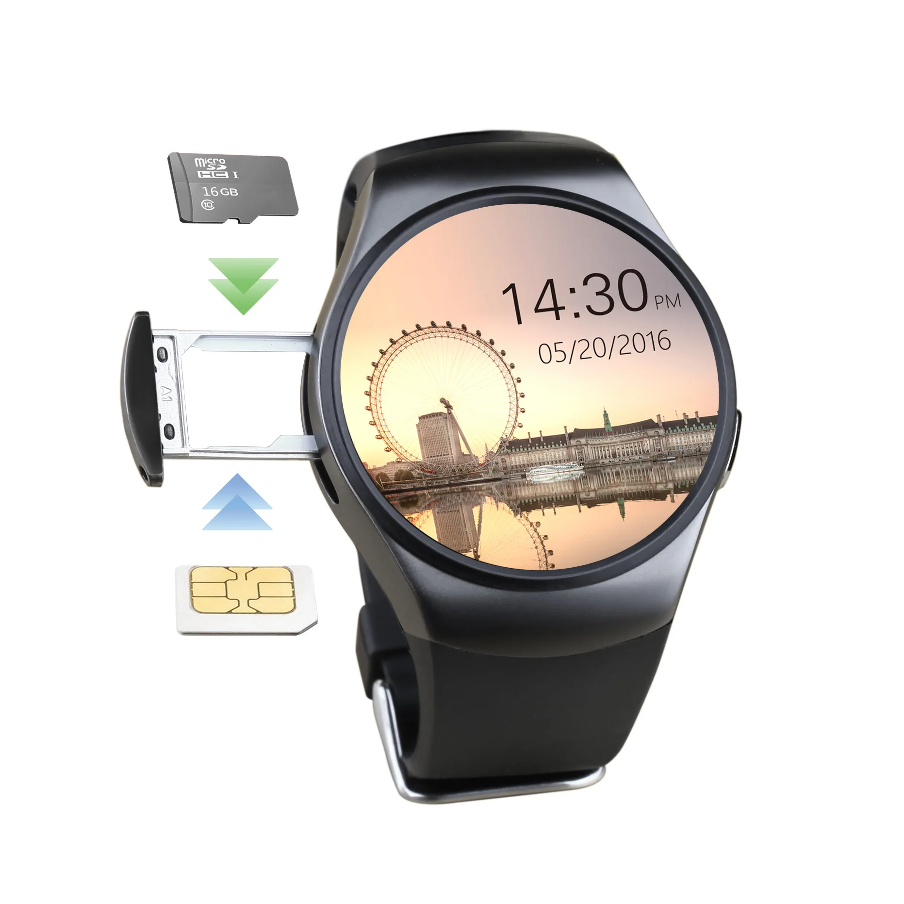 

Pure round Intelligent Watch Bluetooth Kw18 Intelligent Wear Bluetooth Sim Instert Call Smart Watch
