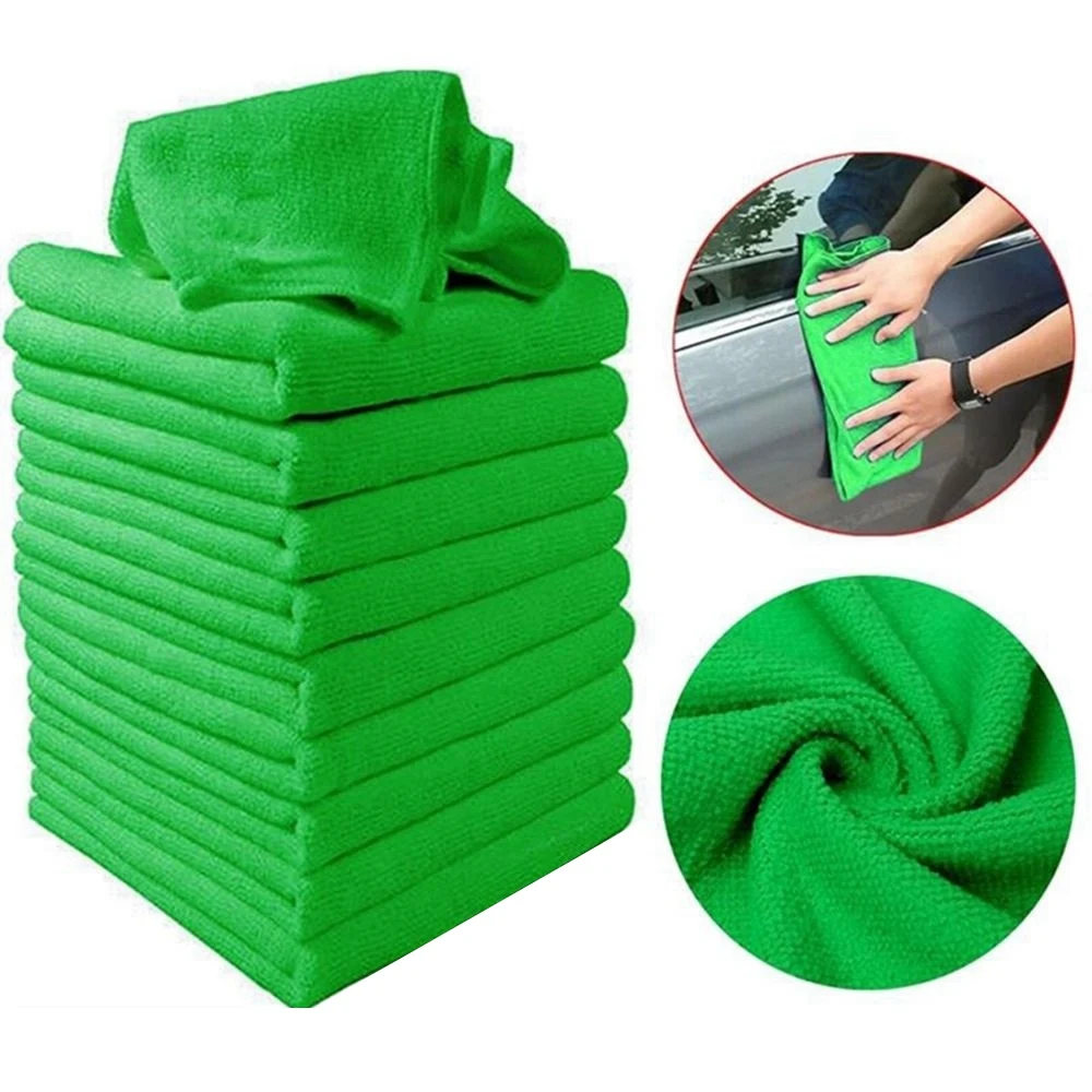 

10pcs Practical Soft New Car Wash Towel Cleaning Duster Auto Detailing Green Microfiber Green