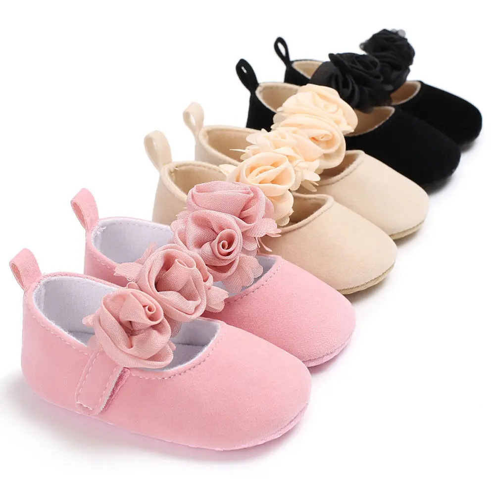 

2019 Hot Newborn Baby Toddler Girl Lovely Floral Crib Shoes Pram Soft Sole Prewalker Anti-slip Baby Shoes 0-18M