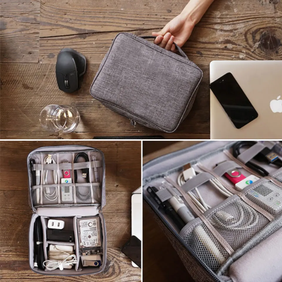 السفر كابل حقيبة المحمولة الرقمية USB أداة الملحقات الالكترونية منظم الكابلات حقيبة تخزين أكياس سستة البوليستر حالة