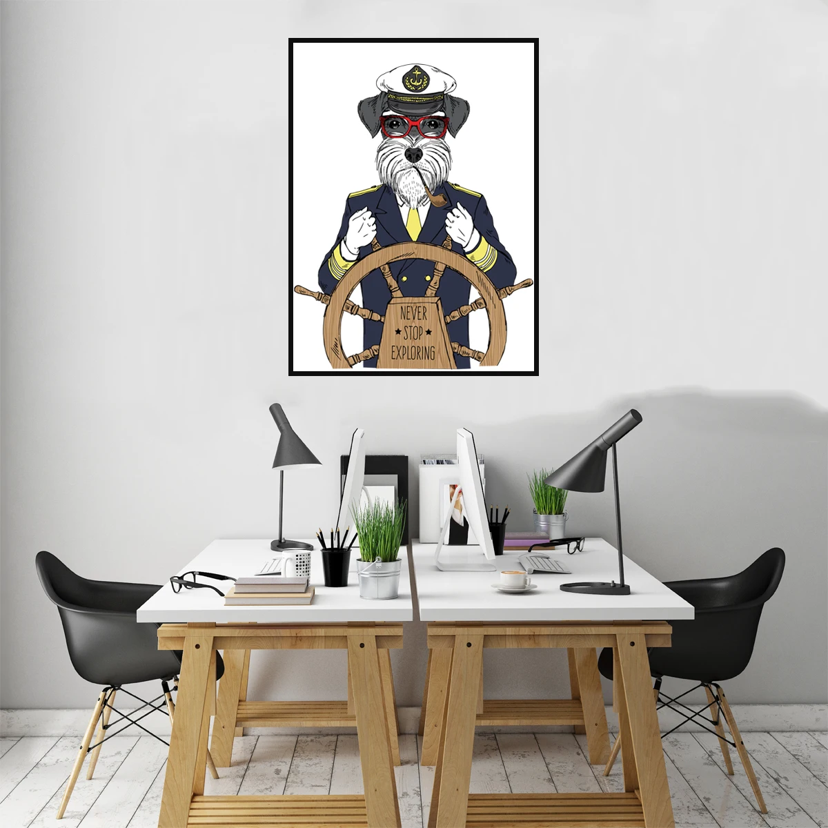 Modern Pet Pug Dog Captain Canvas Painting Poster Picture Living Room Wall Home Art Decor | Дом и сад
