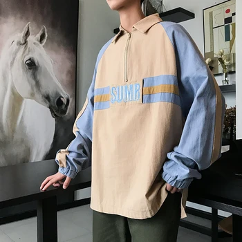 

Spring New Jacket Men Fashion Contrast Color Casual Pullover Jacket Man Streetwear Hip Hop Loose Bomber Jacket Male Clothes