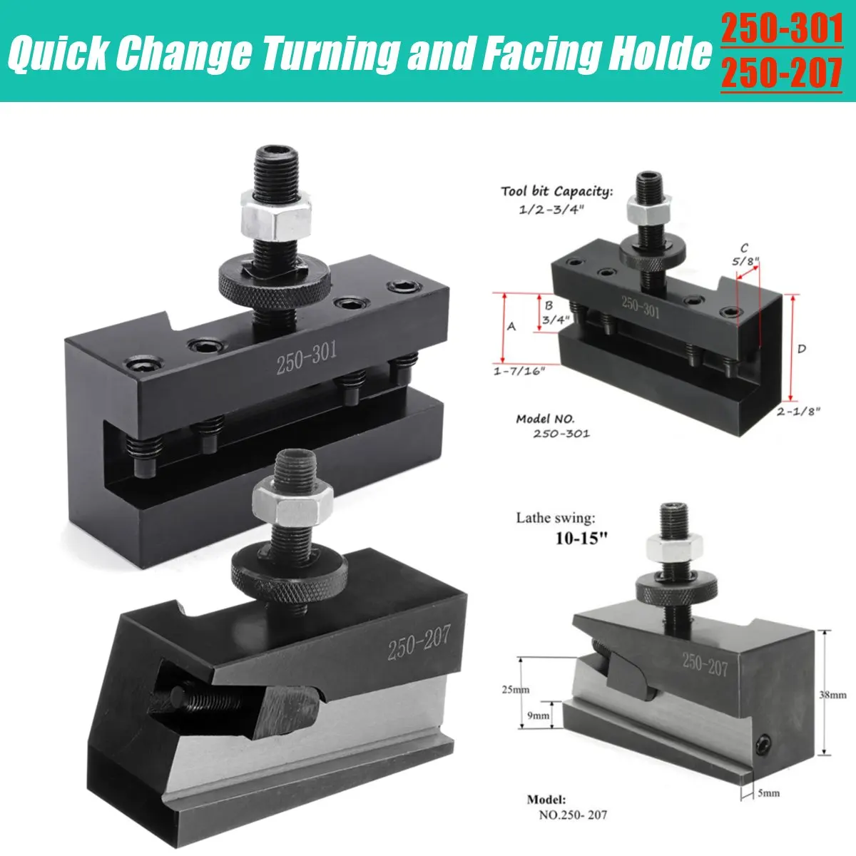 

1pc 250-207/250-30 Turning Facing Holder Lathe Quick Change Tool Post Holder For CCMT TCMT Milling Cutting Inserts