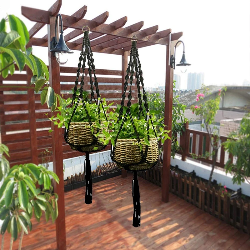 Plant Linked Indoor And Outdoor Hanging Flowerpot Basket Cotton Rope Garland Plant Stand 2 Pieces Hanging Baskets Aliexpress