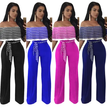 

Fashion Bouffancy Lotus Leaf Broad-legged And Chest-wrapped Women Casual Full-Length Jumpsuit