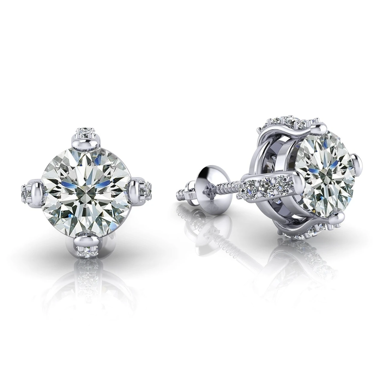 Solid 10 k белое золото 1 46 ct D VVS1 круглые стильные серьги-гвоздики | Украшения и