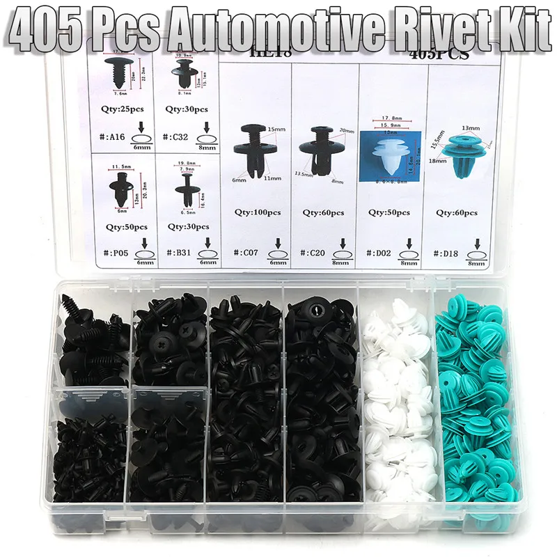 

405 Pcs Auto Car Push Pin Rivet Trim Clip Assortment Kit For Ford For Toyota For Honda Durable Quality
