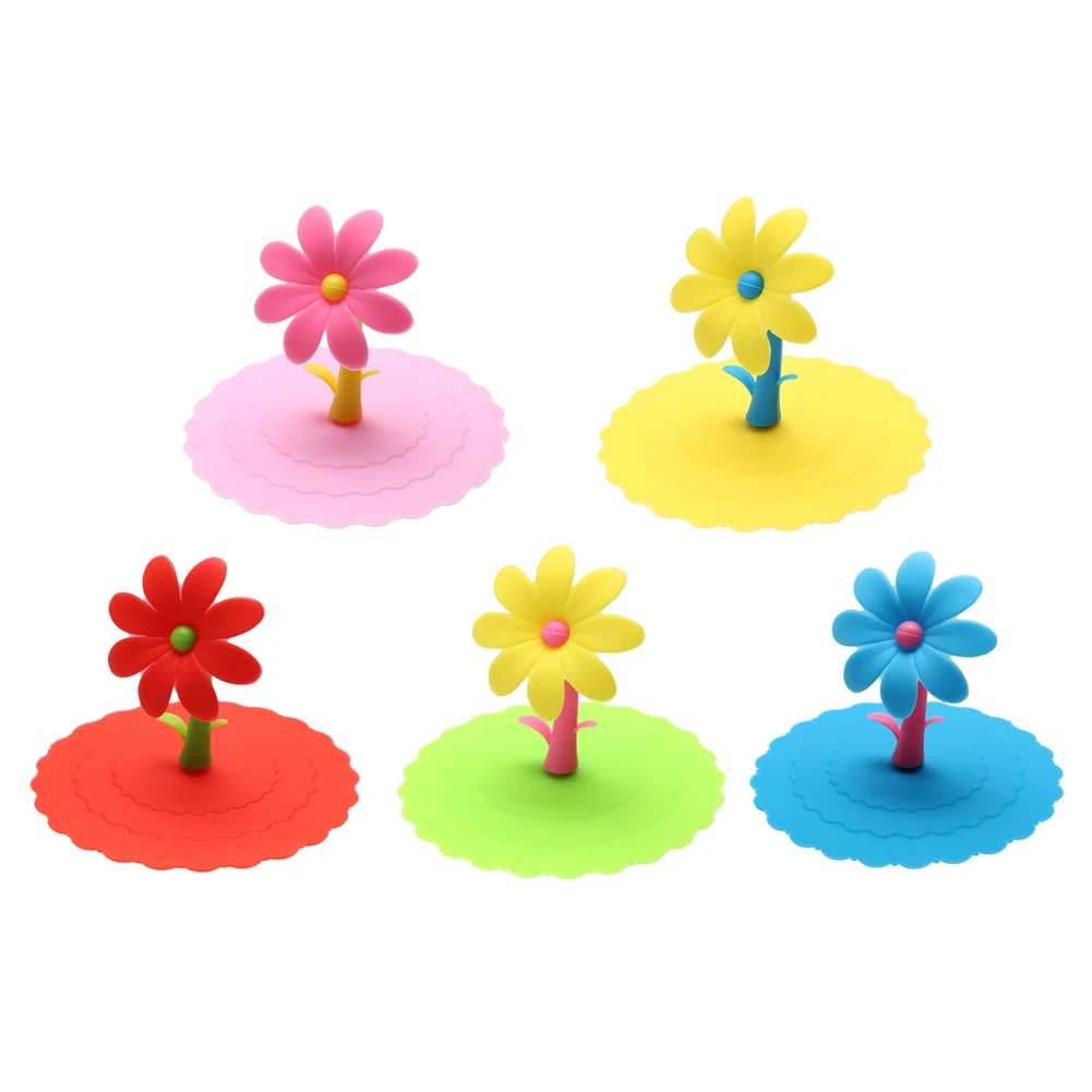 

Cute Sunflower Lace Dustproof Reusable Silicone Cup Lid Diy Free Splicing Thermal Insulation Cup