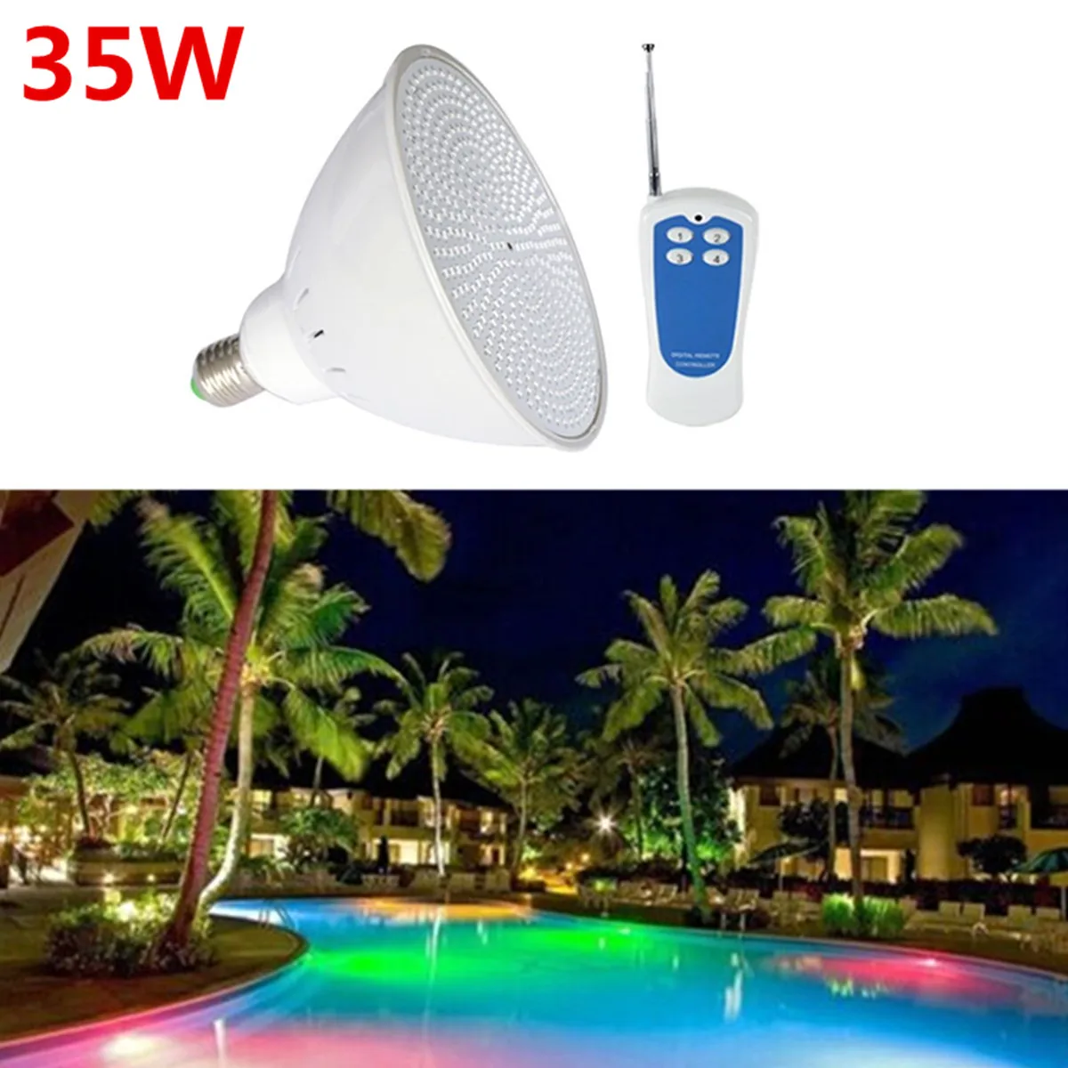 

35W PAR56 RGB LED Pool Light 12V AC110V-120V/220V Swimming Pool LED Light Remote Controller Underwater Lights Lamps