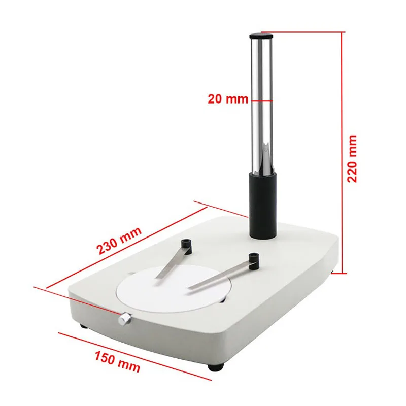 Metal Microscope Stand with 20mm Column Upright Post Pole Pillar White-black Working Stage with Clips for Stereo Microscope