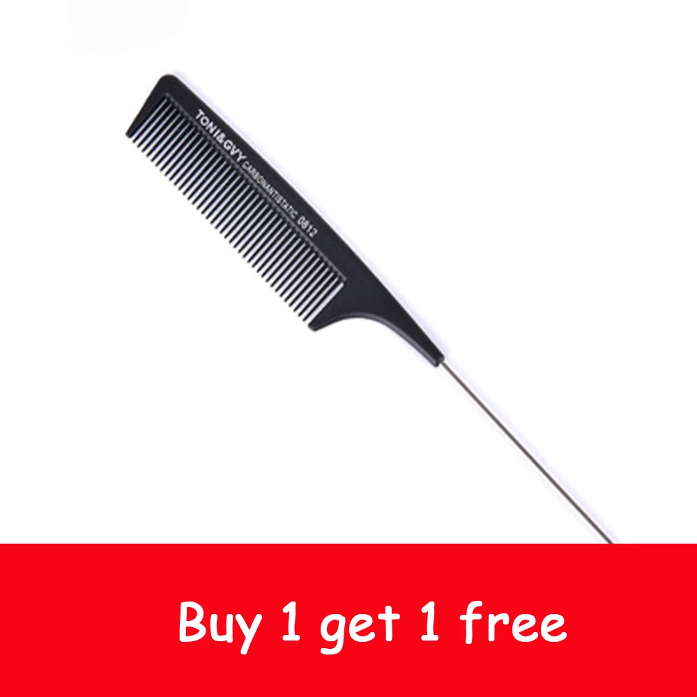 Professional Black Fine Tooth Comb Metal Pin For Styling Hairdressing Anti-static Hair Style Beauty Tools Buy 1 get 1 free Professional Black Fine Tooth Comb Metal Pin For Styling Hairdressing Anti-static Hair Style Beauty Tools Buy 1 get 1 free