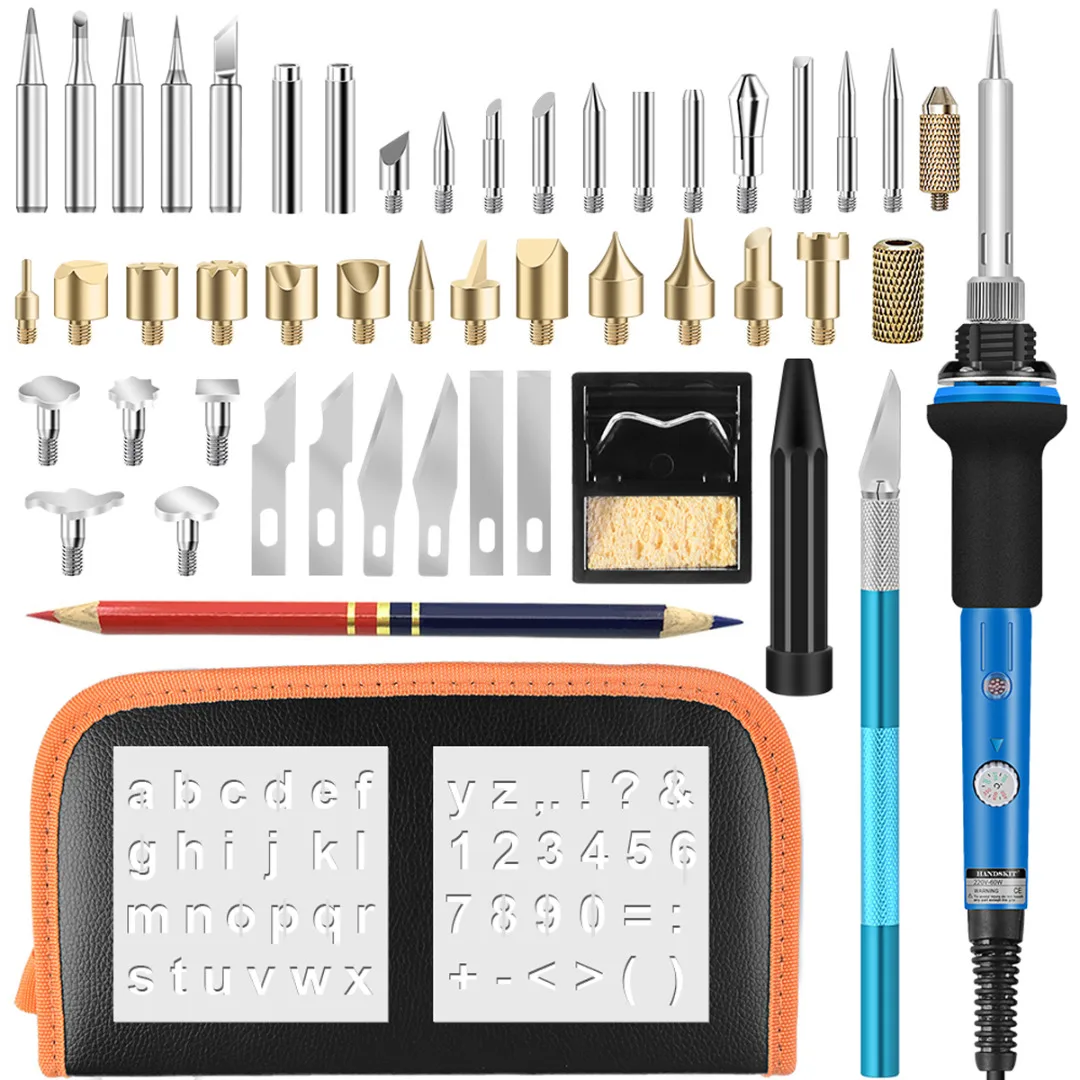 

52 Pieces 60W Soldering Iron Pen Adjustable Soldering Iron Wood Burning Tips Pyrography Soldering Pen Kit