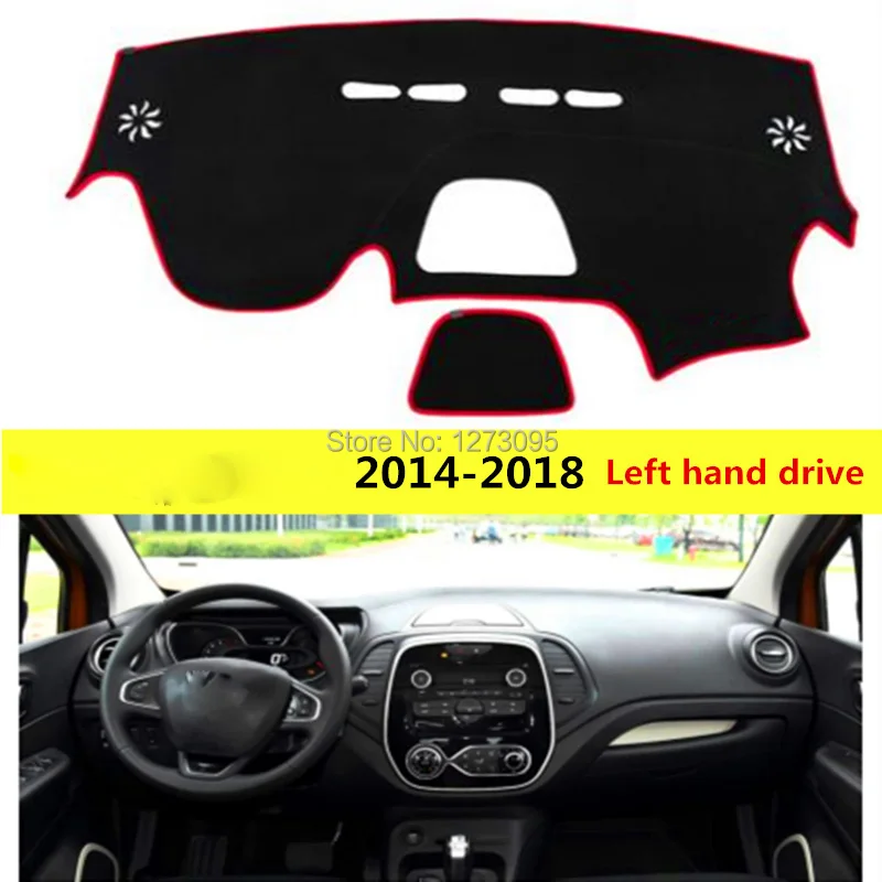 

For Renault Captur Kaptur 2014-2018 Anti-UV Dashboard Cover Mats Non-Slip Dash Mat Dashmat Black Carpet Cover Car Accesssories