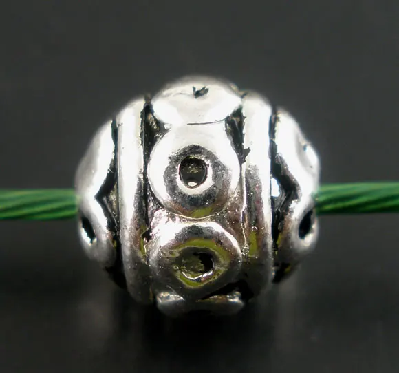 

DoreenBeads 40PCs Antique Silver Carved Spacers Beads 8mm (B02304), yiwu