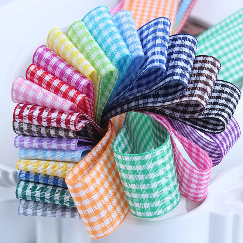 

5 Meters Grid Satin Ribbons DIY Bowknot Ribbon Bow Crafts Supplies Grosgrain Ribbon Girls Hair Accessories Ribbons Satin