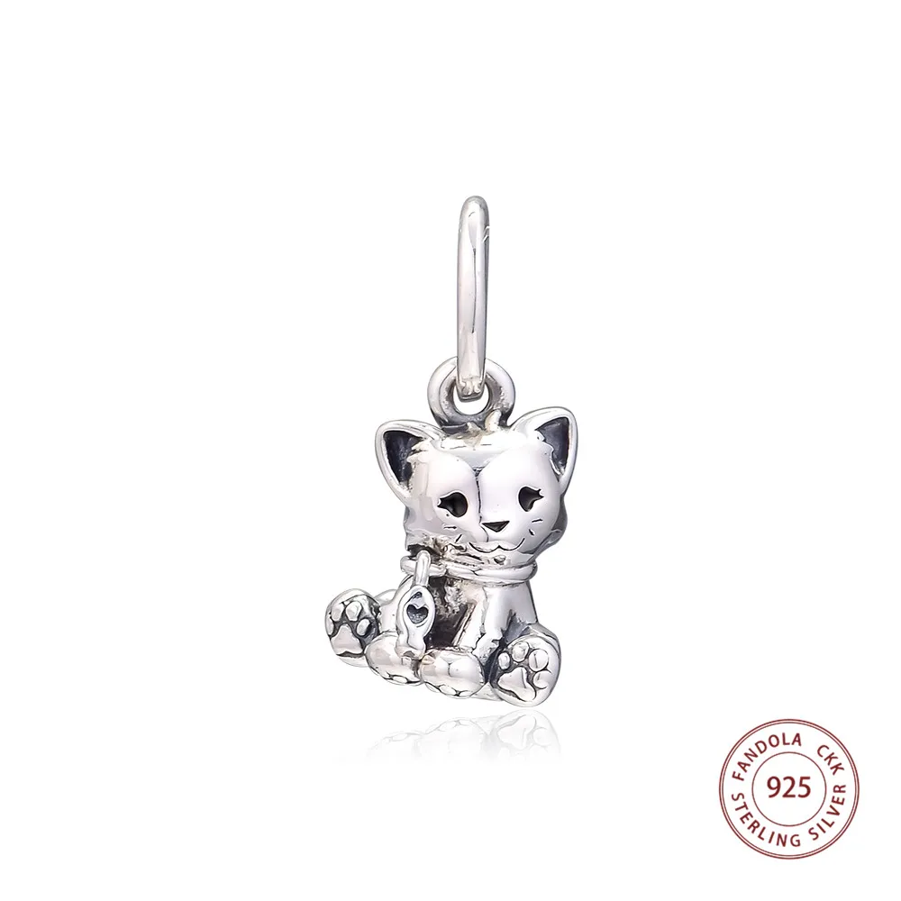 

Бусины-подвески женские из серебра 925 пробы с котом