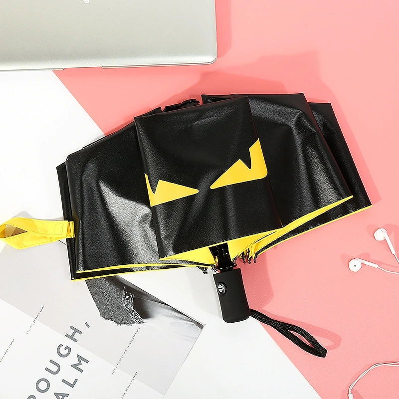 

Little Devil Pattern reversible umbrella windproof Folding Dual-use sun Protection UV Umbrella Automatic Black Umbrella