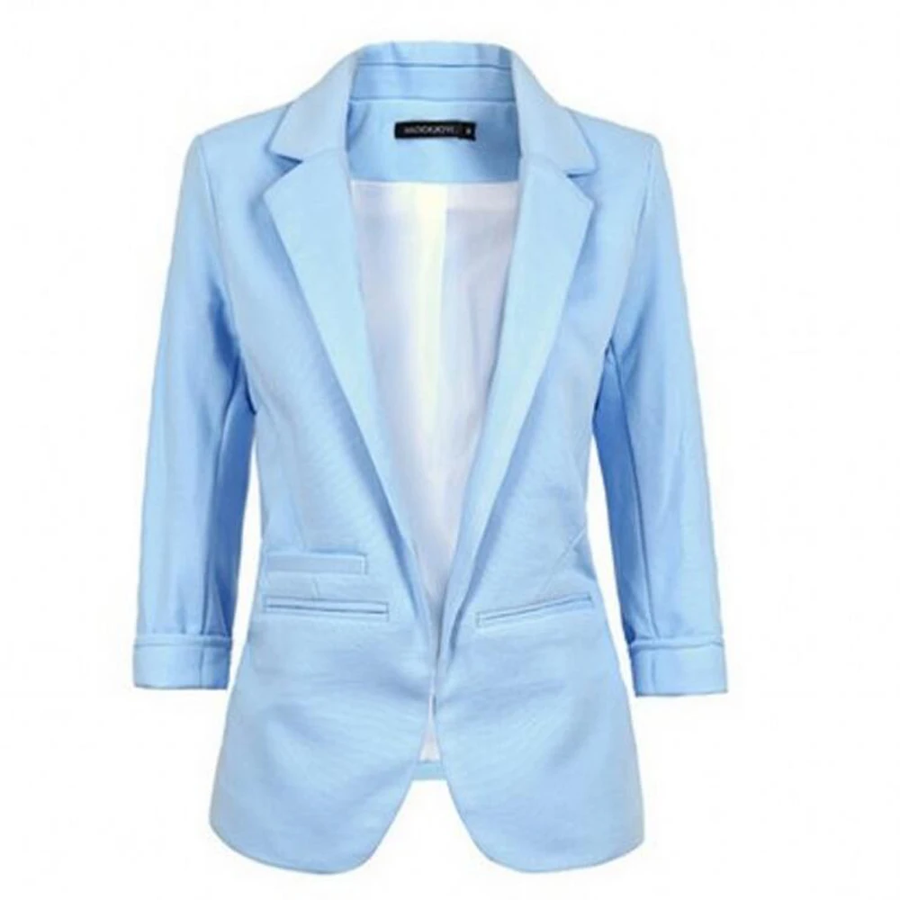 2019 New Spring Autumn Womens Blazers Slim Fit Formal Jackets Work Open Front Notched Ladies Office Blazer Women Coat Feminina