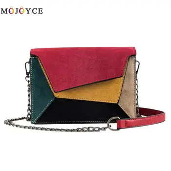 

New Fashion Hit Color Female Sling Shoulder Bags Velvet Leather Chain Crossbody Bags for Women 2019