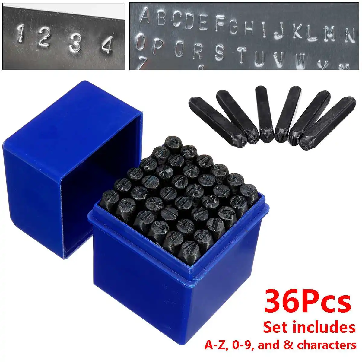 

36pcs 6mm Carbon Steel Stamp Punch Alphabet Letter Number Set Craft Marking Tool Heat treated for the Marking or Branding