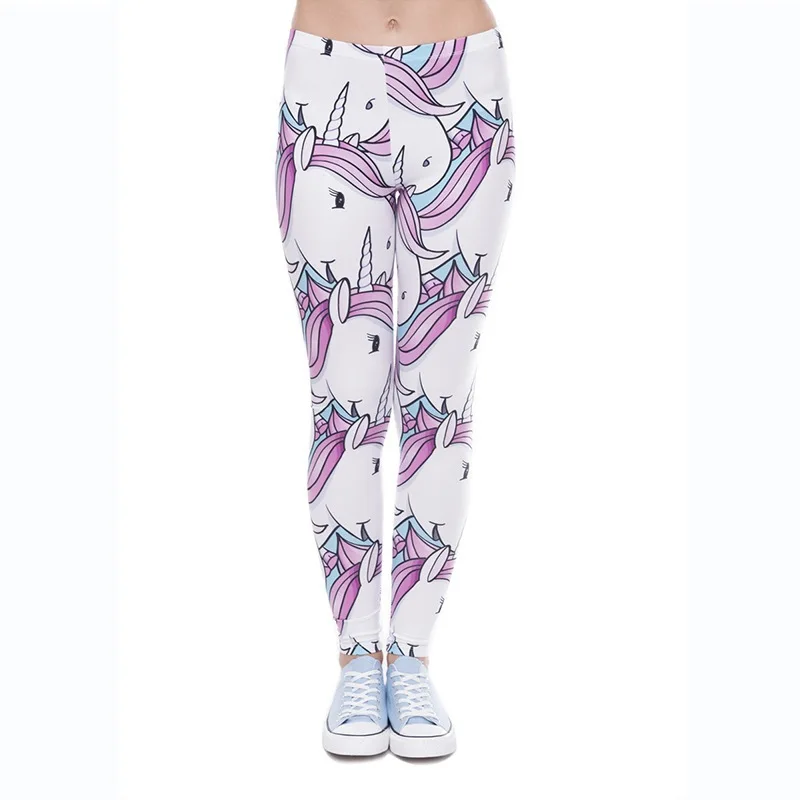 

New Pattern 2018 Kawaii Unicorn Women Workout Print Pants Leggings Lady Fitness Stretch Trousers Bodysuit