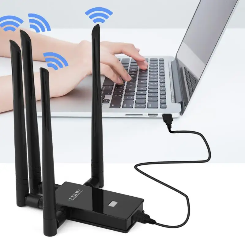 

For EDUP USB 3.0 Wireless WIFI Adapter Card Receiver with 4 6DBI wi-fi Antennas for Desktop Laptop PC High Power