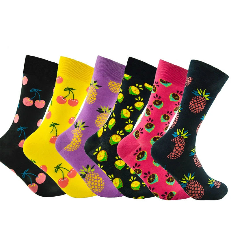 Happy Socks Art абстракция креативный узор оригинальные хлопковые носки Фрукты Ананас