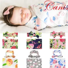 Новые поступления для маленьких девочек с цветочным принтом одеяло повязка на голову обёрточная бумага ткань ping пеленать полотенца