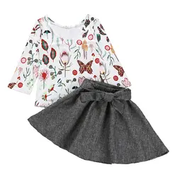 От 1 до 6 лет, одежда для маленьких девочек Топы + юбка-пачка, платье комплект одежды из 2 предметов, оптовая продажа