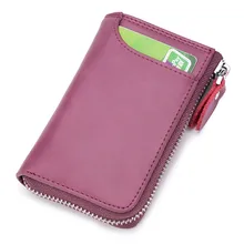 Женский держатель для ключей, сумка для ключей, Женский кошелек для ключей из натуральной кожи, однотонный брелок на молнии для девочек, ключница, чехол для ключей, органайзер, чехол