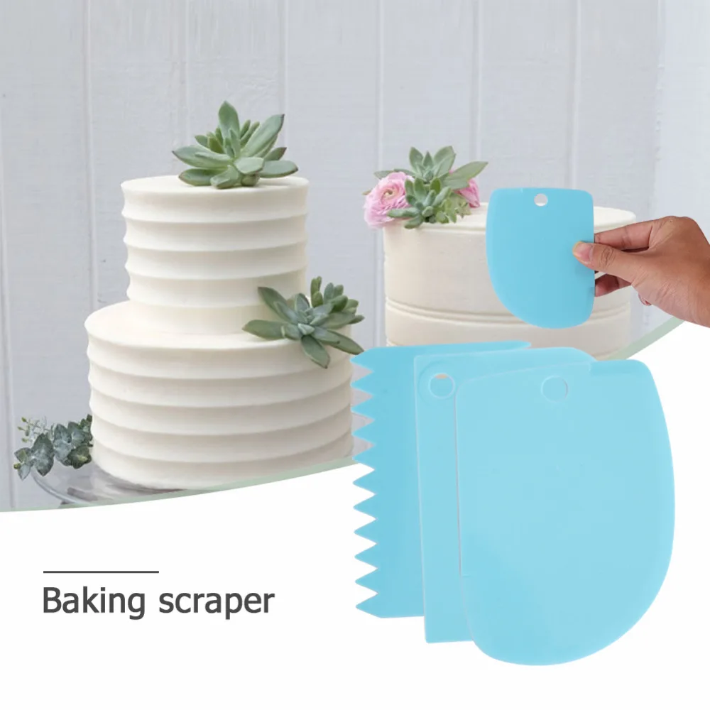 

3Pcs Plastic Cake Scraper Smoother Adjustable Fondant Cake Decoration Tools Pastry Spatula Bakeware Tableware Kitchen Cake Tool