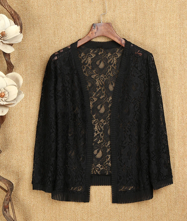 2019 New Fashion Summer Women Hollow Out Lace Blouses Sexy Long Sleeve Cardigan Top Sun Protection Shirt Plus Size 5XL