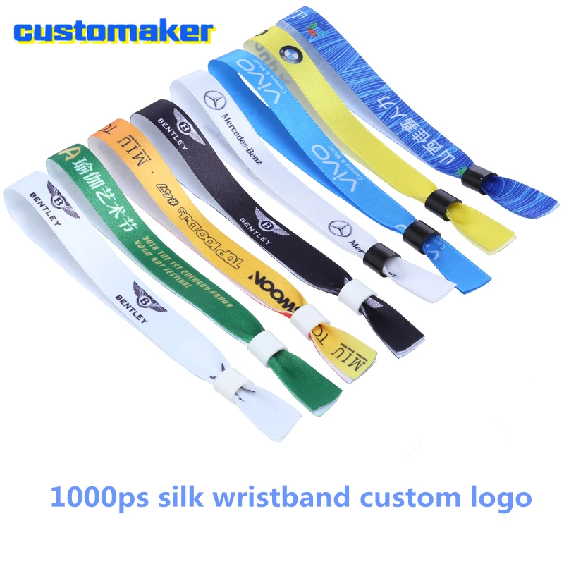 

1000pcs Personalized logo print Silk Cloth Event Wristbands Secure Stylish Admission Band for VIP Events Tasting Party Ticket