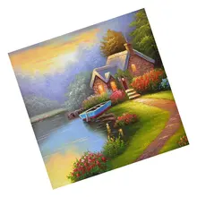 Фото на заказ! Алмазный рисунок пейзаж узор крестиком набор в домашней спальне гостиной украшение пасторальная лодка