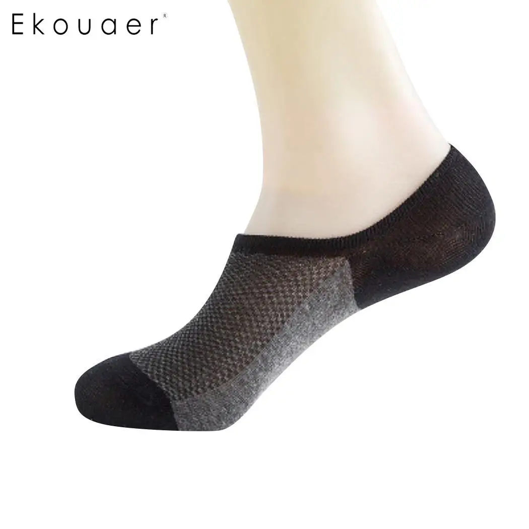 Ekouaer 5 пар/лот Мужские дышащие невидимые хлопковые носки нескользящая Лодыжка