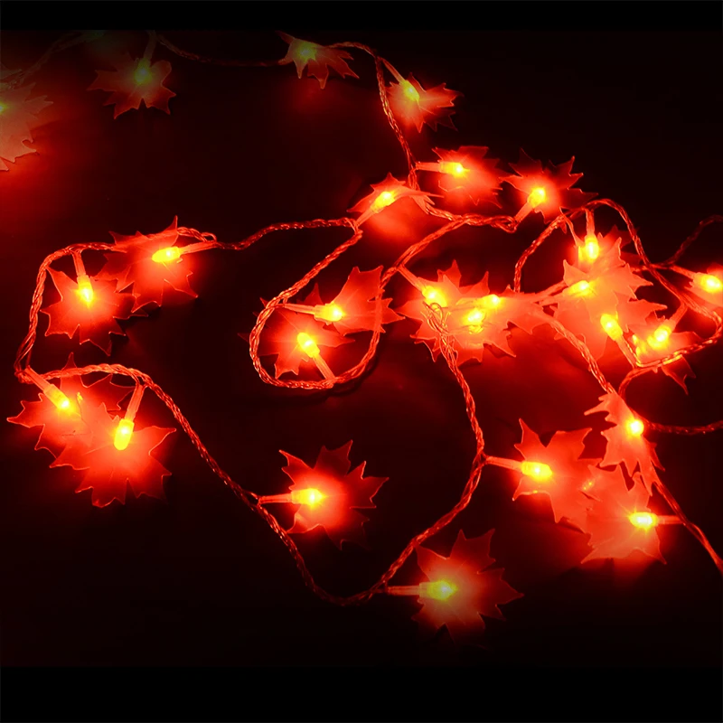 

Red Maple leaves LED string lights holiday party lighting christmas tree lights decor outdoor garden decoration waterproof IP46