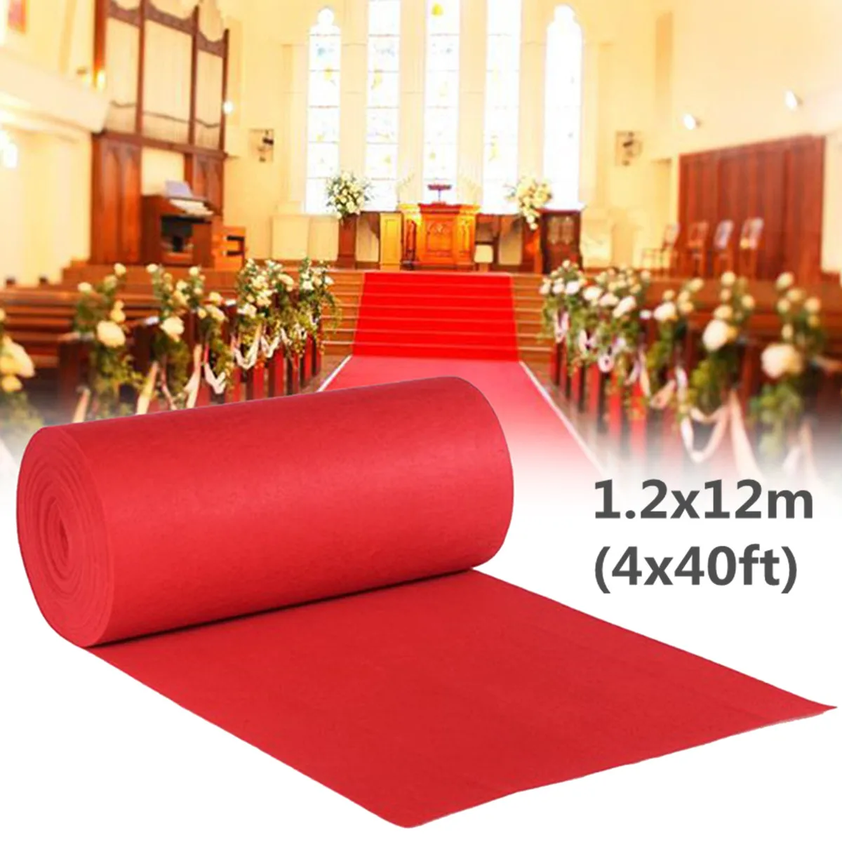 

12x1.2m Red Carpet Wedding Aisle Floor Runner Hollywood Birthday Party Wedding Decoration Supplies Accessories 40ftx4ft