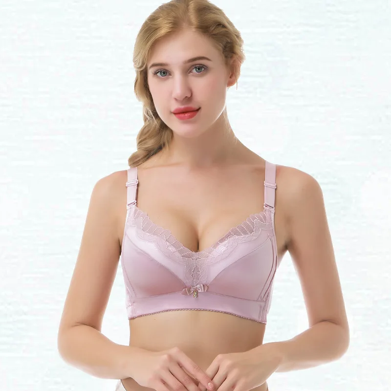 Girls Cute Cotton Push Up Bra Front Lace Adjustable Strap Lingerie Plus