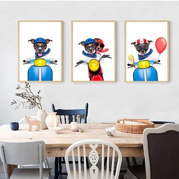 

Cartoon Red Balloon Ice Cream Dog Motorcycle Kid Room Poster Nordic Canvas Painting Wall Art Posters And Prints Canvas Unframed