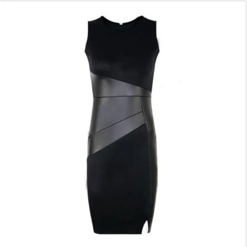 

Women Fashion Sexy O-Neck Dress Sexy Women Ladies Black OL Work Bodycon Sleeveless Party Sexy Dress