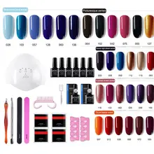 Nail Art Набор инструментов комплект УФ лампа 6 цветов УФ гель Nail Art Наборы инструментов для магазина Начинающий