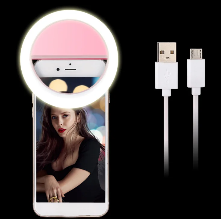

100 X Rechargeable USB Portable Selfie Flash LED phone Circle Ring Light for iPhone 6s 7 7Plus Samsung xiaomi huawei Oneplus