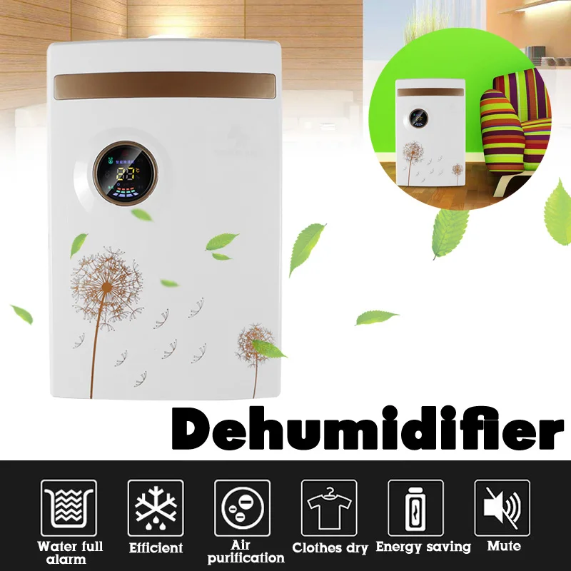 

2.5L Home Dehumidifier Air Dryer Moisture Absorber Electric Cooling Dryer With Water Full Alarm for Home Bedroom Kitchen Office