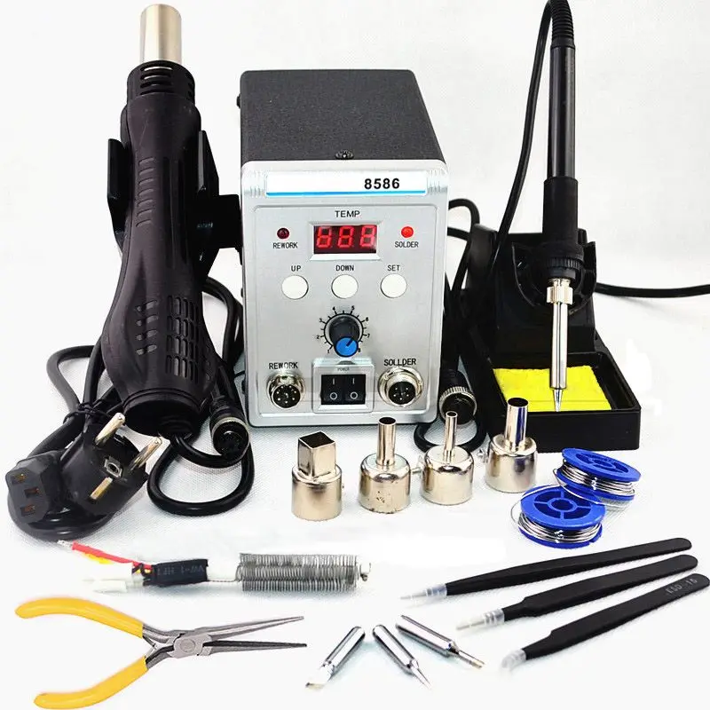 

8586 2 In 1 750W Digital ESD Hot Air Guns Soldering Station Welding Solder Iron