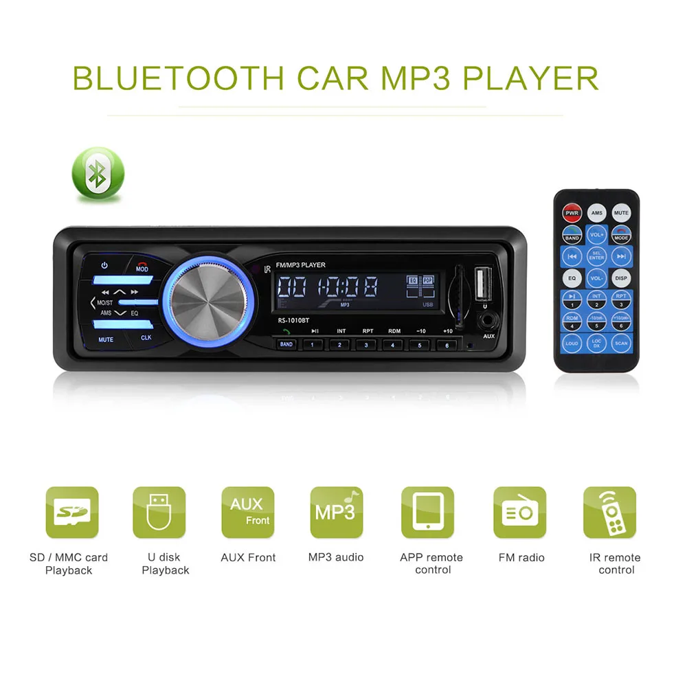Onever Автомобильный MP3 плеер Bluetooth Авто Радио 60 Вт * 4 Поддержка громкой связи USB/SD/AUX/FM